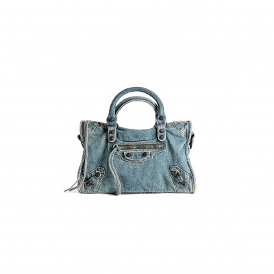 BALENCIAGA WOMEN'S LE CITY BAG SMALL IN BLUE 8114422AB1S4727 (30*19*9.6cm)